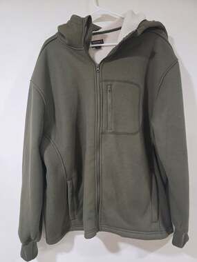 Smith's Workwear Thermal Lined Zip Hoodie Size L Olive Green